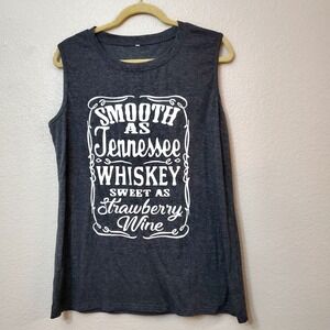 Tennessee Whiskey  & Strawberry Wine Graphic Tank Top ● Gray ● Size XL